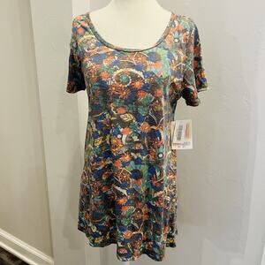 LuLaRoe Women’s  Classic T Shirt Muted Orange & Green  Pattern Medium (A0128)